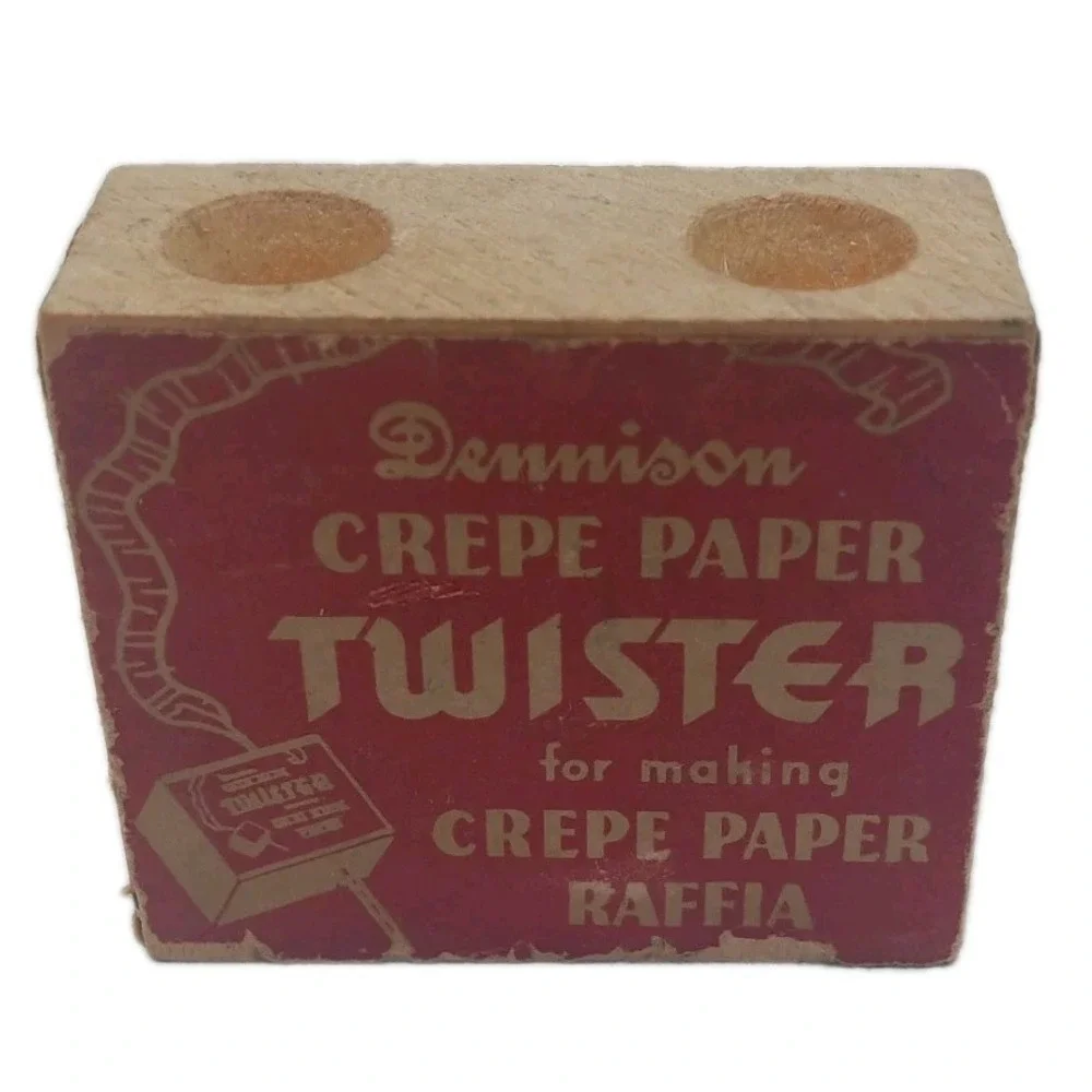 Vintage Dennison Wooden Wood Block Crepe Raffia Paper‎ Twister 1/1 on Ebay